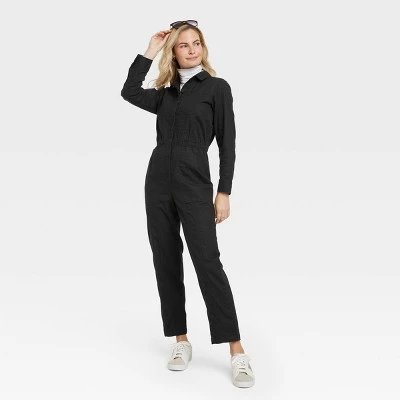 Women's Button-Front Coveralls - Universal Thread™ Black 4 Women's Button-Front Coveralls - Universal Thread™ Black - Image 2