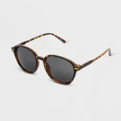 Women's Shiny Plastic Round Gray Lens Sunglasses - Universal Thread™ Brown/Tortoise Print