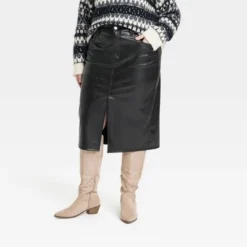 Women's Super-High Rise Faux Leather Midi Skirt - Universal Thread™ Black -Deals The Aurielle Store GUEST 0ca6a2ac a399 434c b220 9d8563389243 5