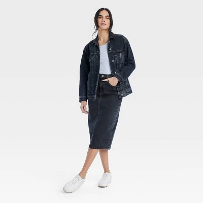 Women's Denim Midi Skirt - Universal Thread™ Black Wash 4 Women's Denim Midi Skirt - Universal Thread™ Black Wash - Image 2