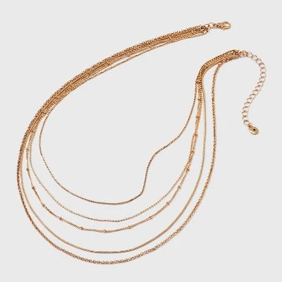Dainty Multi-Strand 5 Row Necklace - Universal Thread™ Gold 4 Dainty Multi-Strand 5 Row Necklace - Universal Thread™ Gold - Image 2
