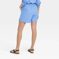 Women's Adaptive High-Rise Linen Easy Pull-On Shorts - Universal Thread™ Blue