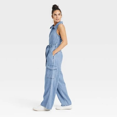 Women's Denim Cargo Jumpsuit - Universal Thread™ Medium Wash 4 Women's Denim Cargo Jumpsuit - Universal Thread™ Medium Wash - Image 2