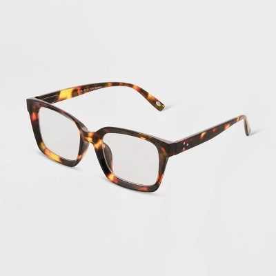 Women's Tortoise Print Shiny Plastic Rectangle Blue Light Filtering Glasses - Universal Thread™ Dark Brown 3 Women's Tortoise Print Shiny Plastic Rectangle Blue Light Filtering Glasses - Universal Thread™ Dark Brown