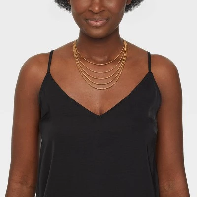 Dainty Multi-Strand 5 Row Necklace - Universal Thread™ Gold 3 Dainty Multi-Strand 5 Row Necklace - Universal Thread™ Gold
