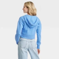 Women's Cropped Hooded Zip-Up Sweatshirt - Universal Thread™ Yellow