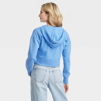 Women's Cropped Hooded Zip-Up Sweatshirt - Universal Thread™ Yellow 3 Women's Cropped Hooded Zip-Up Sweatshirt - Universal Thread™ Yellow