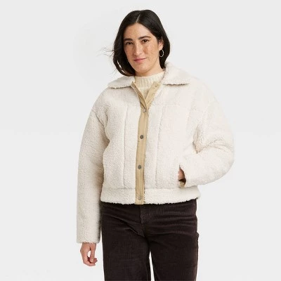 Women's Utility Faux Fur Jacket - Universal Thread™ White 5 Women's Utility Faux Fur Jacket - Universal Thread™ White - Image 3