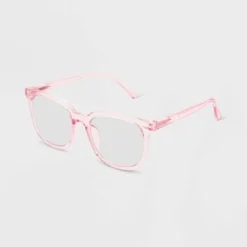 Women's Shiny Plastic Square Blue Light Filtering Glasses - Universal Thread™ Light Pink