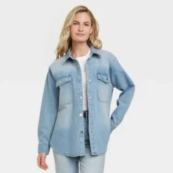 Women's Embellished Denim Shacket - Universal Thread™ Light Wash -Deals The Aurielle Store GUEST 2820d4d8 9ae7 4eb6 9fad cffb3d1849fa 2
