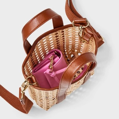 Caning Mini Tote Handbag - Universal Thread™ Brown 5 Caning Mini Tote Handbag - Universal Thread™ Brown - Image 3