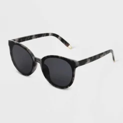 Women's Shiny Plastic Tortoise Shell Round Sunglasses - Universal Thread™ Gray