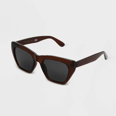 Women's Shiny Plastic Cateye Sunglasses - Universal Thread™ Brown 3 Women's Shiny Plastic Cateye Sunglasses - Universal Thread™ Brown