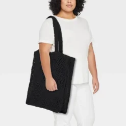 Crochet Tote Handbag - Universal Thread™ Black