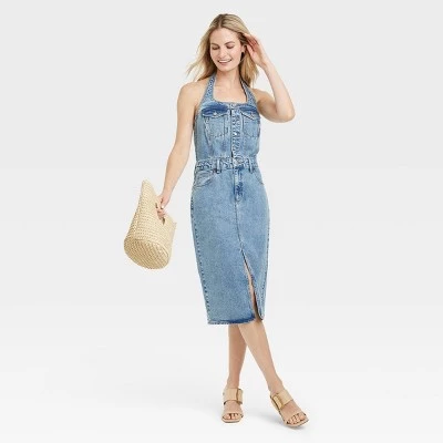 Women's Denim Midi Dress - Universal Thread™ Medium Wash 4 Women's Denim Midi Dress - Universal Thread™ Medium Wash - Image 2