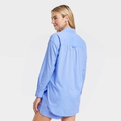 Women's Tunic Long Sleeve Collared Button-Down Shirt - Universal Thread™ White 3 Women's Tunic Long Sleeve Collared Button-Down Shirt - Universal Thread™ White
