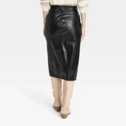 Women's Super-High Rise Faux Leather Midi Skirt - Universal Thread™ Black