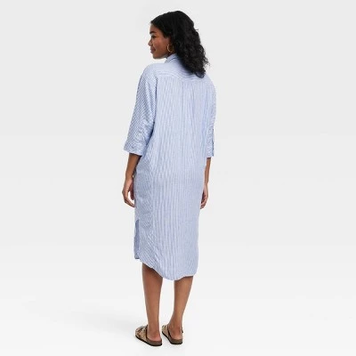 Women's 3/4 Sleeve Midi Shirtdress - Universal Thread™ White 3 Women's 3/4 Sleeve Midi Shirtdress - Universal Thread™ White