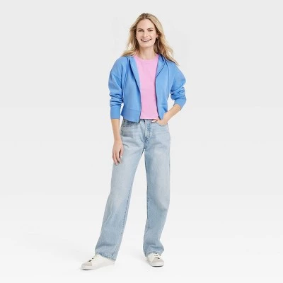 Women's Cropped Hooded Zip-Up Sweatshirt - Universal Thread™ Yellow 4 Women's Cropped Hooded Zip-Up Sweatshirt - Universal Thread™ Yellow - Image 2