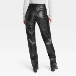 Women's High-Rise Faux Leather 90's Straight Jeans - Universal Thread™ Black