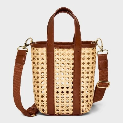 Caning Mini Tote Handbag - Universal Thread™ Brown 7 Caning Mini Tote Handbag - Universal Thread™ Brown - Image 5
