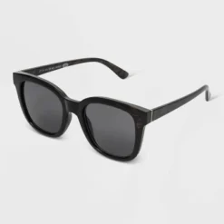 Women's Shiny Plastic Square Sunglasses - Universal Thread™ Black