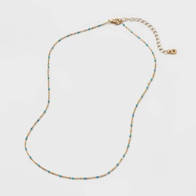 Turquioise Epoxy Beaded Necklace - Universal Thread™ Gold 4 Turquioise Epoxy Beaded Necklace - Universal Thread™ Gold - Image 2