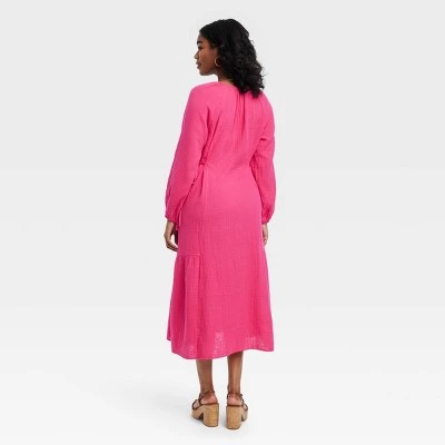 Women's Balloon Long Sleeve Midi A-Line Dress - Universal Thread™ White 3 Women's Balloon Long Sleeve Midi A-Line Dress - Universal Thread™ White