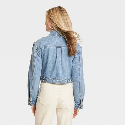 Women's Cropped Denim Jacket - Universal Thread™ Medium Wash 3 Women's Cropped Denim Jacket - Universal Thread™ Medium Wash