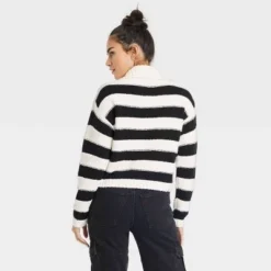 Women's Pullover Sweater - Universal Thread™ White/Black Striped
