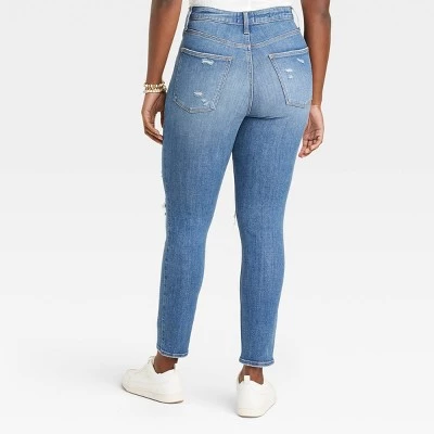 Women's High-Rise Distressed Skinny Jeans - Universal Thread™ Medium Wash 00 6 Women's High-Rise Distressed Skinny Jeans - Universal Thread™ Medium Wash 00 - Image 4