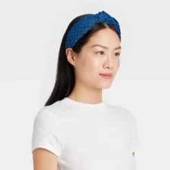 Deals The Aurielle Store 18 Distressed Denim Top Knot Headband - Universal Thread™ Blue Denim