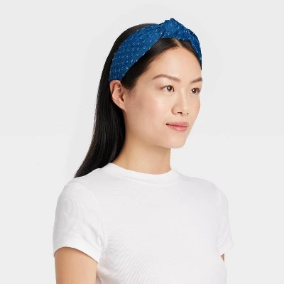 Distressed Denim Top Knot Headband - Universal Thread™ Blue Denim 3 Distressed Denim Top Knot Headband - Universal Thread™ Blue Denim