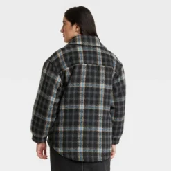 Women's Oversized Quilted Shacket - Universal Thread™ Cream Plaid