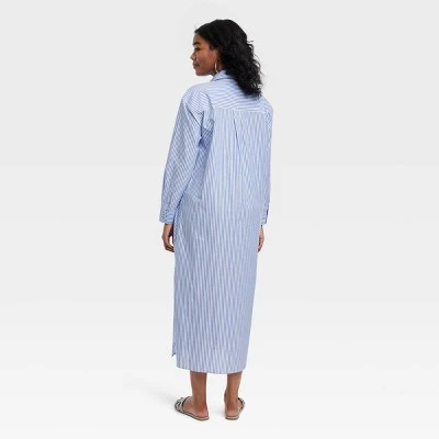 Women's Long Sleeve Cinch Waist Maxi Shirtdress - Universal Thread™ White 3 Women's Long Sleeve Cinch Waist Maxi Shirtdress - Universal Thread™ White