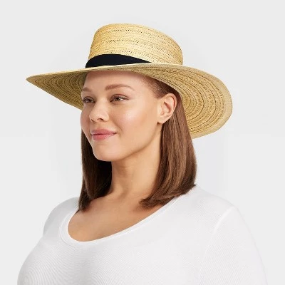 Straw Boater Hat - Universal Thread™ Natural/black 3 Straw Boater Hat - Universal Thread™ Natural/black