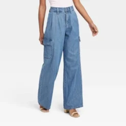 Women's Wide Leg Denim Cargo Trousers - Universal Thread™ Medium Wash -Deals The Aurielle Store GUEST 856b9568 909c 4932 965f 5f667eb2f62b 7