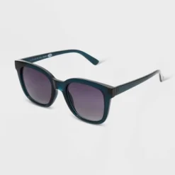 Women's Shiny Plastic Square Sunglasses with Gradient Lenses - Universal Thread™ Teal Blue