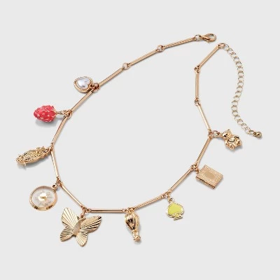 Garden Party Charm Cluster 16 Inch Necklace - Universal Thread™ Gold 4 Garden Party Charm Cluster 16 Inch Necklace - Universal Thread™ Gold - Image 2