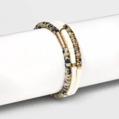 Semi-Precious Heishi Multi-Strand Bracelet Set 3pc - Universal Thread™ Green