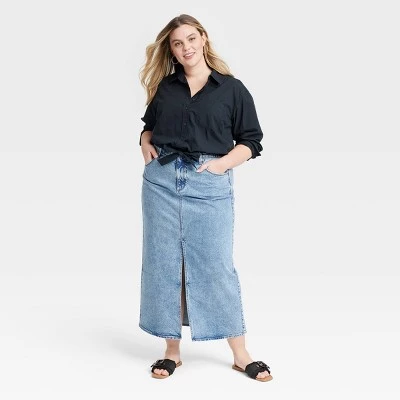 Women's Denim Maxi Skirt - Universal Thread™ Clay Pink 4 Women's Denim Maxi Skirt - Universal Thread™ Clay Pink - Image 2