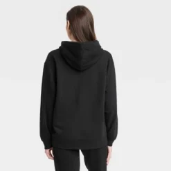 Women's Oversized Hooded Zip-Up Sweatshirt - Universal Thread™ Black