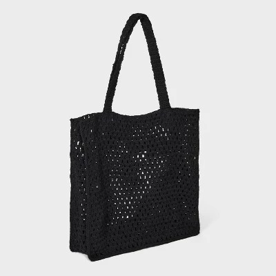 Crochet Tote Handbag - Universal Thread™ Black 4 Crochet Tote Handbag - Universal Thread™ Black - Image 2