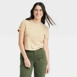 Women's 3pk Shrunken Short Sleeve T-Shirt - Universal Thread™ White/black/beige