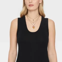 Dainty Chain Layered Neck with Encapsulated Flower and Butterfly Charm Necklace - Universal Thread™ Gold