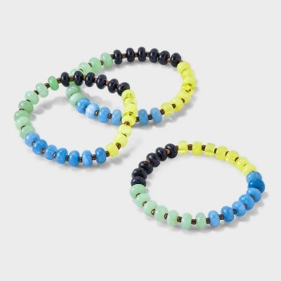 Mixed Beaded Stretch Bracelet Set 3pc - Universal Thread™ Blue/green/yellow 6 Mixed Beaded Stretch Bracelet Set 3pc - Universal Thread™ Blue/green/yellow - Image 4
