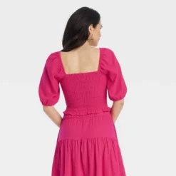 Women's Off Shoulder Puff Elbow Sleeve Blouse - Universal Thread™ Pink