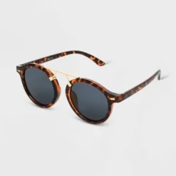 Women's Shiny Plastic/Metal Aviator Sunglasses - Universal Thread™ Brown/Tortoise Print