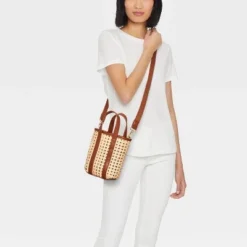 Caning Mini Tote Handbag - Universal Thread™ Brown