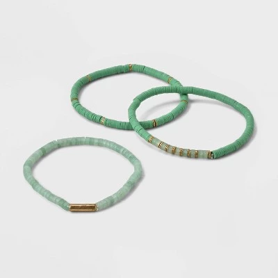 Semi-Precious Heishi Multi-Strand Bracelet Set 3pc - Universal Thread™ Green 7 Semi-Precious Heishi Multi-Strand Bracelet Set 3pc - Universal Thread™ Green - Image 5